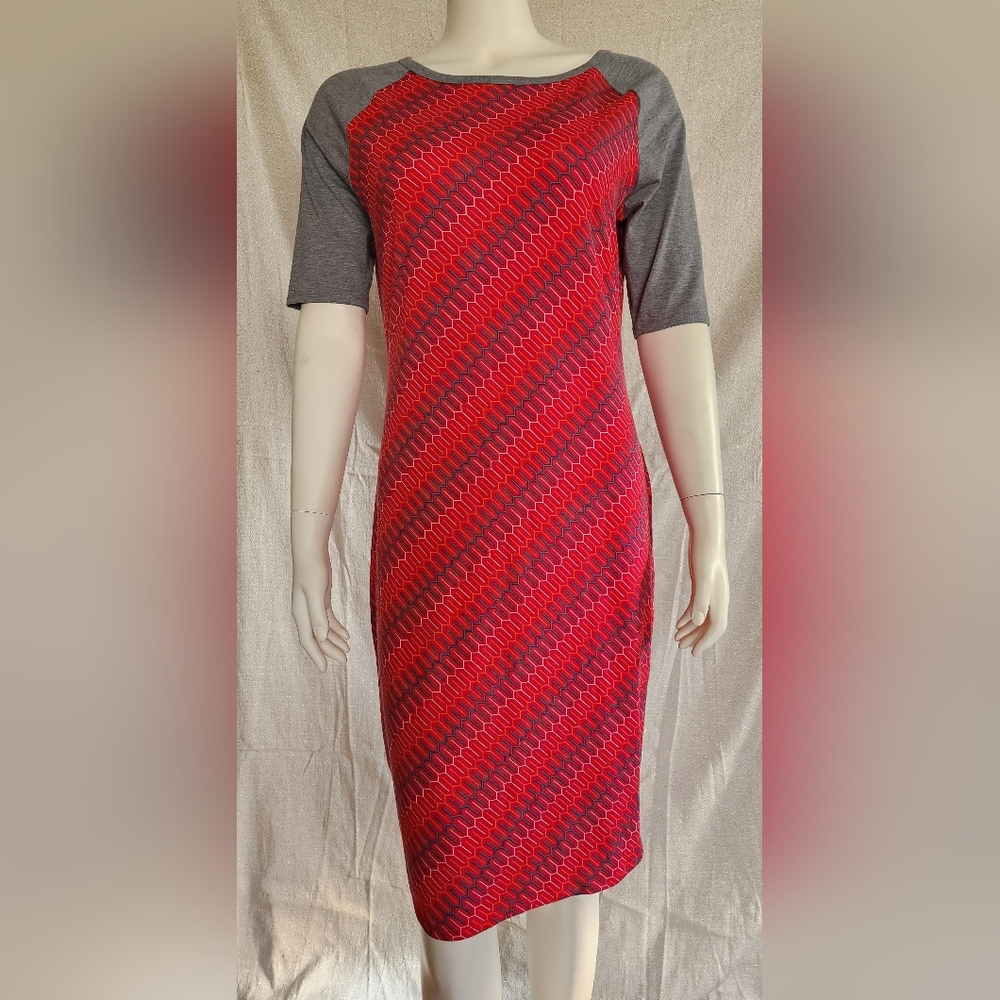 LuLaRoe Julia Knit Form Fitting Knee Length T-shirt Dress Pink - Size Medium M